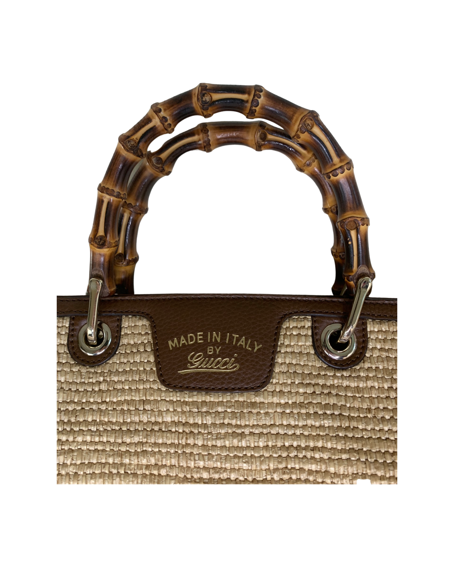 Gucci Large Raffia Bamboo Bag With Jewels