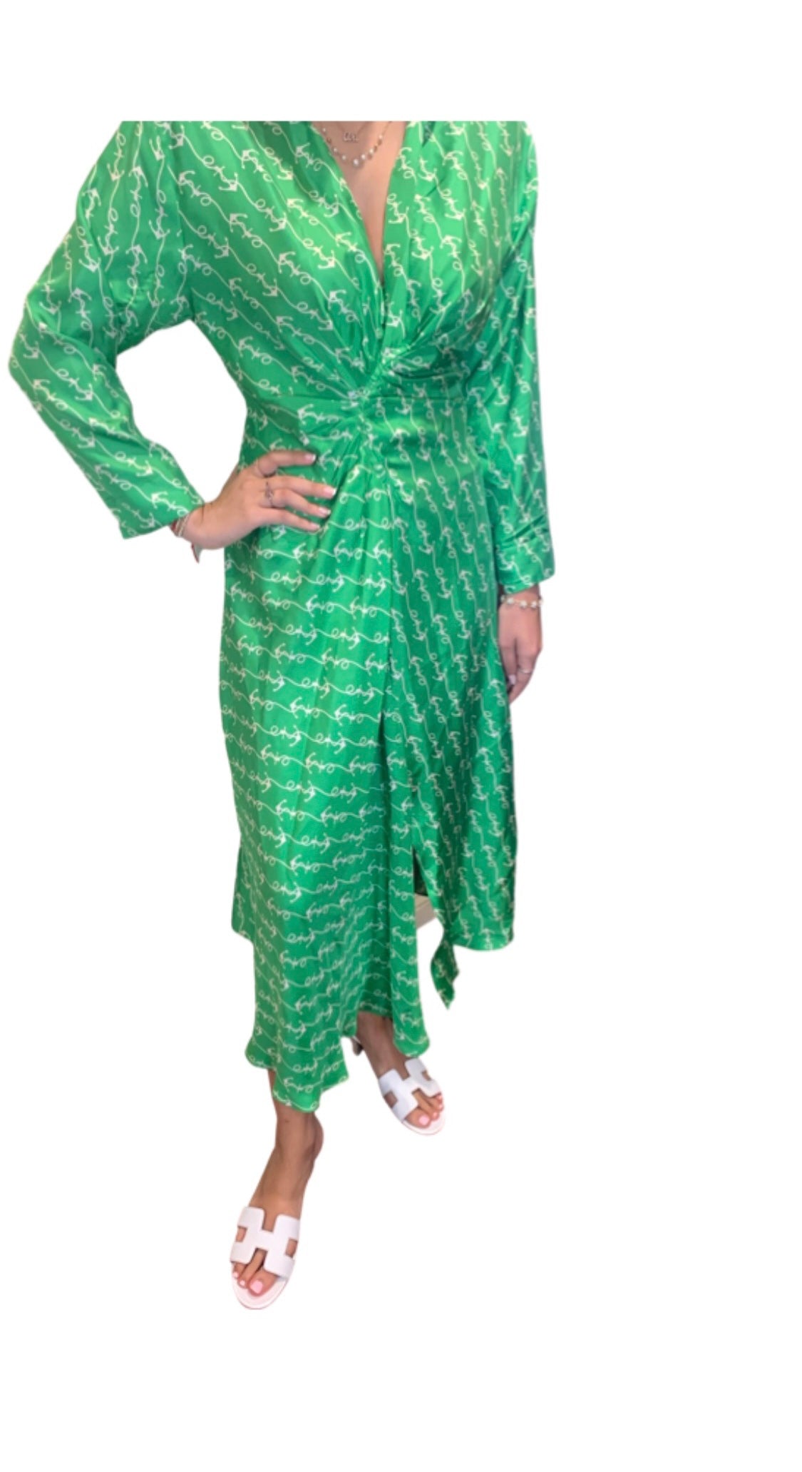 Sandro Green Printed Dress