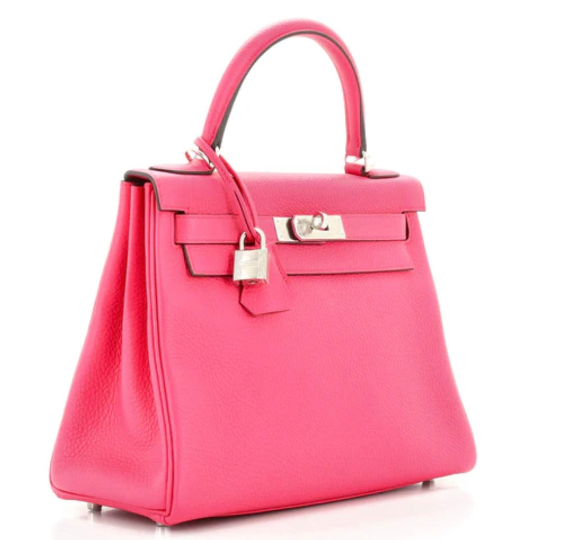 Hermès Kelly Handbag Rose Shocking Clemence with Palladium Hardware 28