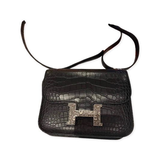 Hermès Constance 18 Mini Black Noir Matte Alligator With Lizard Buckle Palladium Hardware 2020